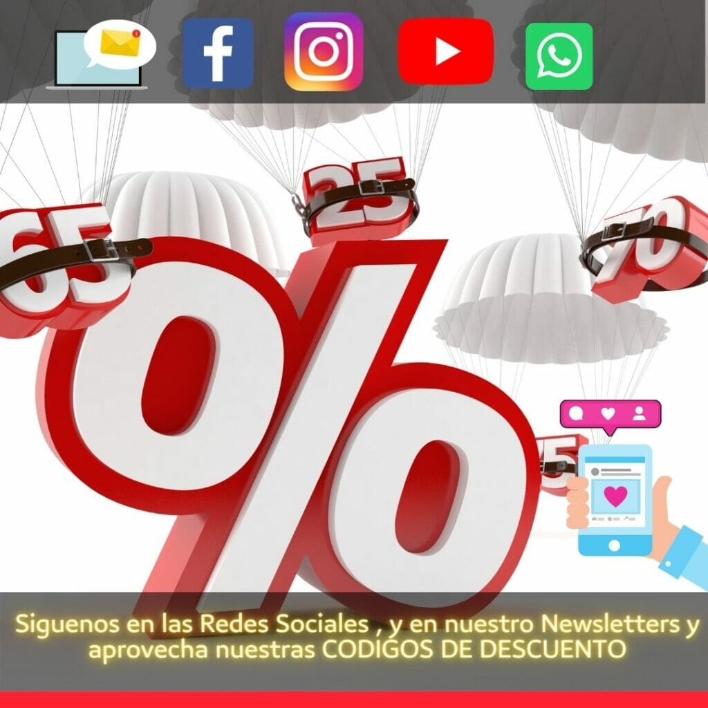 promociones descuentos ofertas por seguirnos en redes sociales y newsletter, RRSS